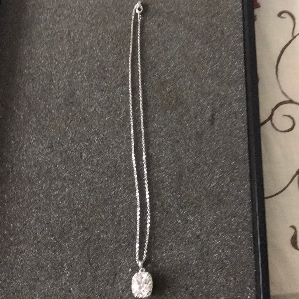 Silver Tone And Crystal Necklace